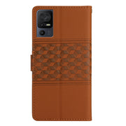For TCL 40 SE Diamond Embossed Skin Feel Leather Phone Case with Lanyard(Brown)