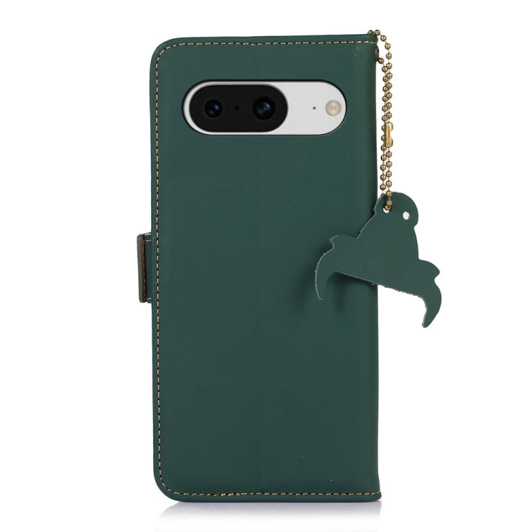 For Google Pixel 8 Genuine Leather Magnetic RFID Leather Phone Case(Green)