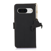 For Google Pixel 8 Genuine Leather Magnetic RFID Leather Phone Case(Black)