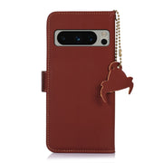 For Google Pixel 8 Pro Genuine Leather Magnetic RFID Leather Phone Case(Coffee)