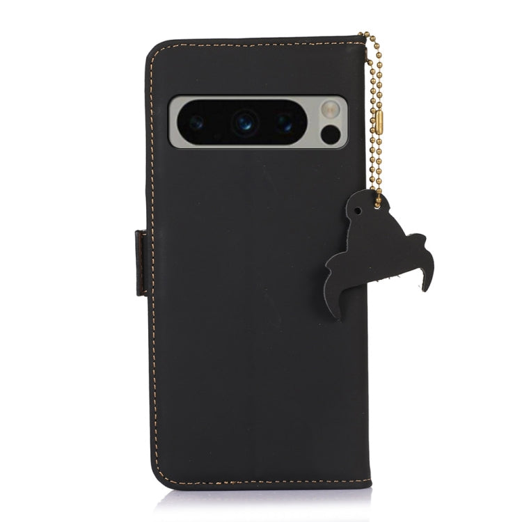 For Google Pixel 8 Pro Genuine Leather Magnetic RFID Leather Phone Case(Black)
