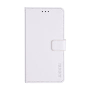 For Blackview A85 idewei Crazy Horse Texture Leather Phone Case with Holder(White)