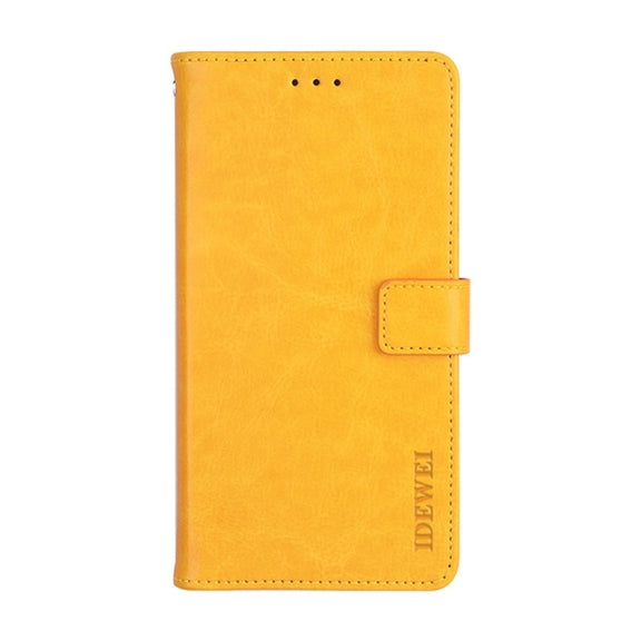 For Blackview A85 idewei Crazy Horse Texture Leather Phone Case with Holder(Yellow)
