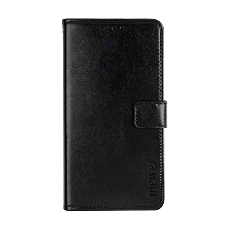 For Blackview A85 idewei Crazy Horse Texture Leather Phone Case with Holder(Black)