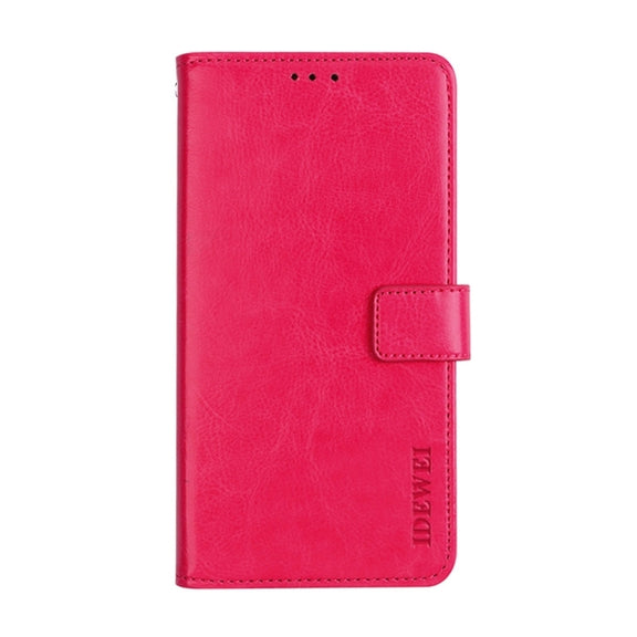 For Blackview A85 idewei Crazy Horse Texture Leather Phone Case with Holder(Rose Red)