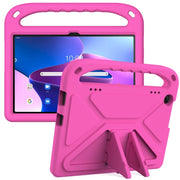 For Lenovo Tab M10 3rd Gen Handle EVA Shockproof Tablet Case with Holder(Rose Red)