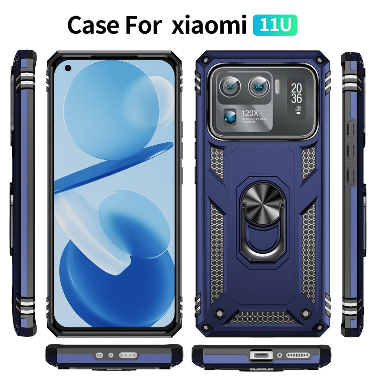 For Xiaomi Mi 11 Ultra Shockproof TPU + PC Phone Case with Holder(Blue)