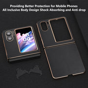 For OPPO Find N2 Flip Genuine Leather Xiaoya Series Nano Plating Phone Case(Black)
