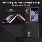 For OPPO Find N2 Flip Genuine Leather Xiaoya Series Nano Plating Phone Case(Black)