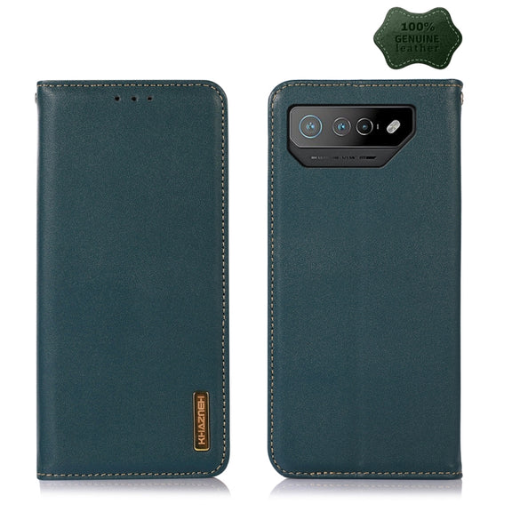 For Asus ROG Phone 7 KHAZNEH Nappa Top Layer Cowhide Leather Phone Case(Green)