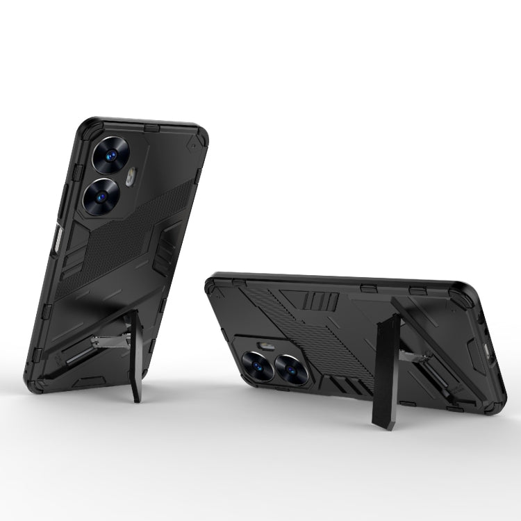 For Realme C55 Punk Armor 2 in 1 PC + TPU Shockproof Phone Case with Invisible Holder(Black)