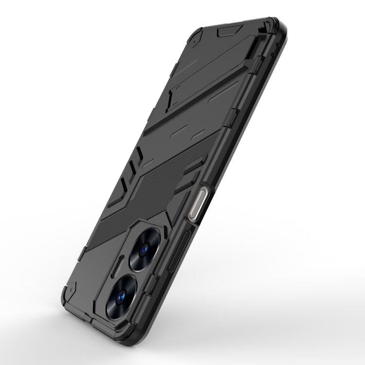 For Realme C55 Punk Armor 2 in 1 PC + TPU Shockproof Phone Case with Invisible Holder(Black)
