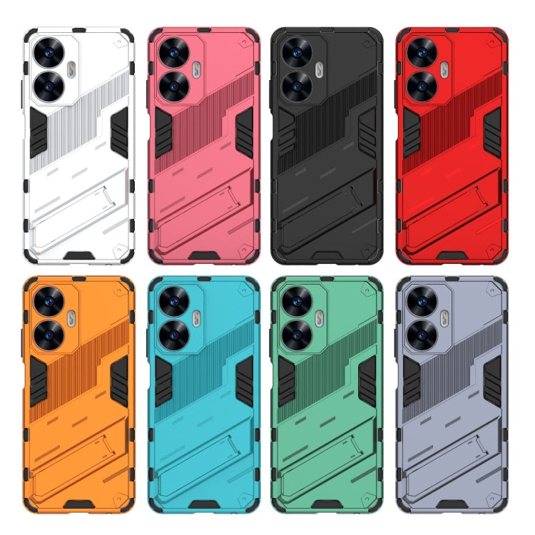 For Realme C55 Punk Armor 2 in 1 PC + TPU Shockproof Phone Case with Invisible Holder(Black)