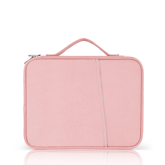 For 12.9-13 inch Laptop Portable Cloth Texture Leather Bag(Pink)