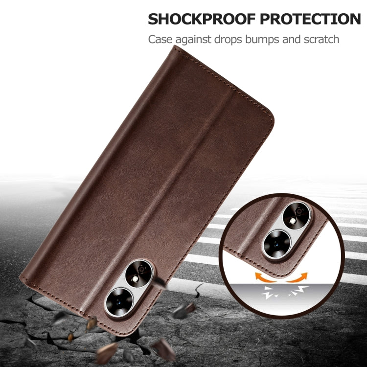 For OPPO A78 5G Global LC.IMEEKE Calf Texture Horizontal Flip Leather Case(Brown)