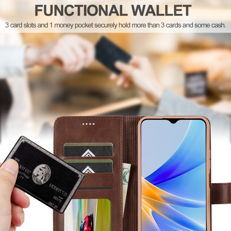For OPPO A78 5G Global LC.IMEEKE Calf Texture Horizontal Flip Leather Case(Brown)