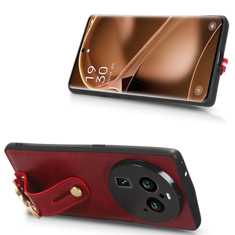 For OPPO Find X6 Pro 5G Wristband Leather Back Phone Case(Red)