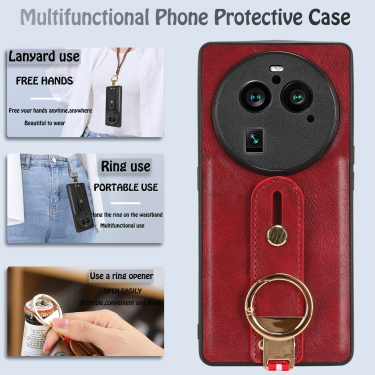 For OPPO Find X6 Pro 5G Wristband Leather Back Phone Case(Red)