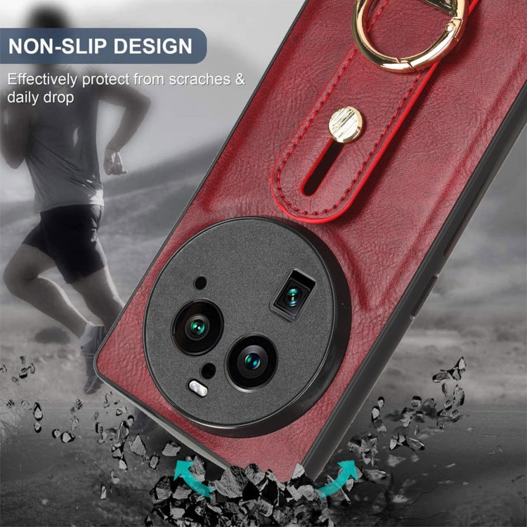 For OPPO Find X6 Pro 5G Wristband Leather Back Phone Case(Red)