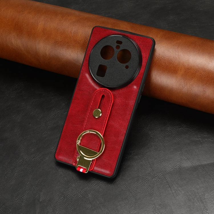For OPPO Find X6 Pro 5G Wristband Leather Back Phone Case(Red)