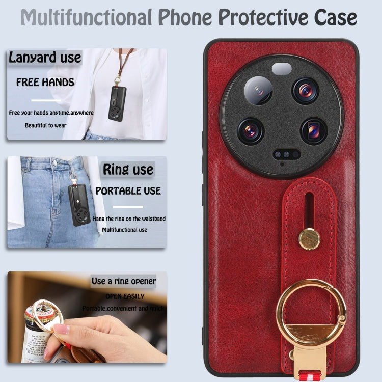 For Xiaomi 13 Ultra Wristband Leather Back Phone Case(Red)