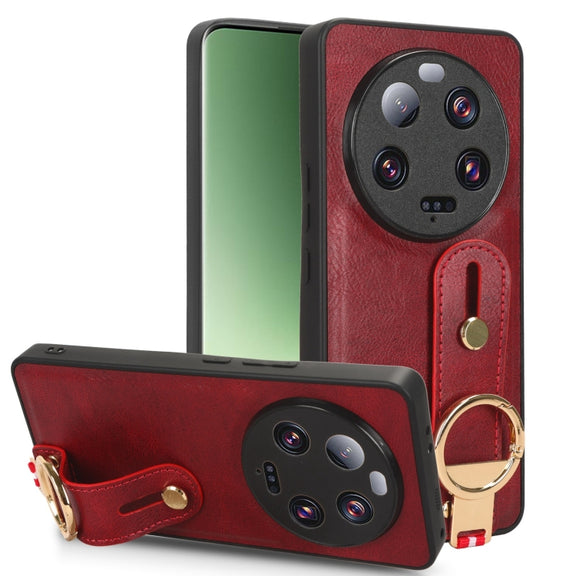 For Xiaomi 13 Ultra Wristband Leather Back Phone Case(Red)