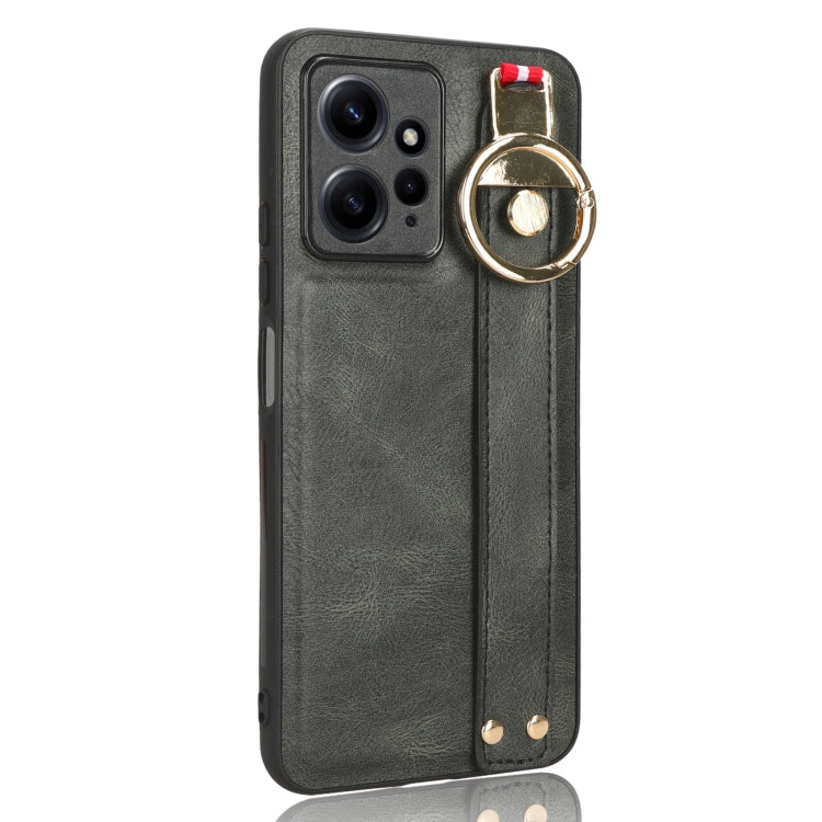 For Redmi Note 12 4G Global Wristband Leather Back Phone Case(Green)
