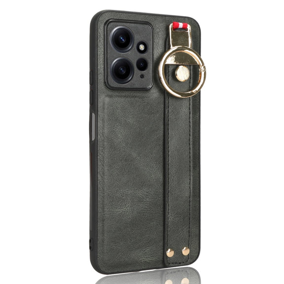 For Redmi Note 12 4G Global Wristband Leather Back Phone Case(Green)