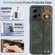 For Redmi Note 12 4G Global Wristband Leather Back Phone Case(Green)