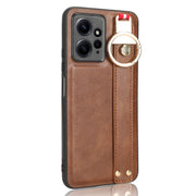 For Redmi Note 12 4G Global Wristband Leather Back Phone Case(Brown)