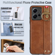 For Redmi Note 12 4G Global Wristband Leather Back Phone Case(Brown)