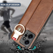 For Redmi Note 12 4G Global Wristband Leather Back Phone Case(Brown)