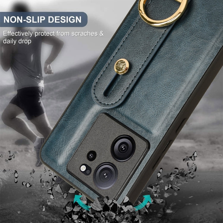 For Xiaomi 13T / 13T Pro / Redmi K60 Ultra Wristband Leather Back Phone Case(Blue)