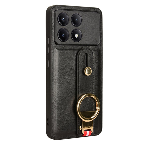 For Xiaomi Redmi K70/K70 Pro Wristband Leather Back Phone Case(Black)