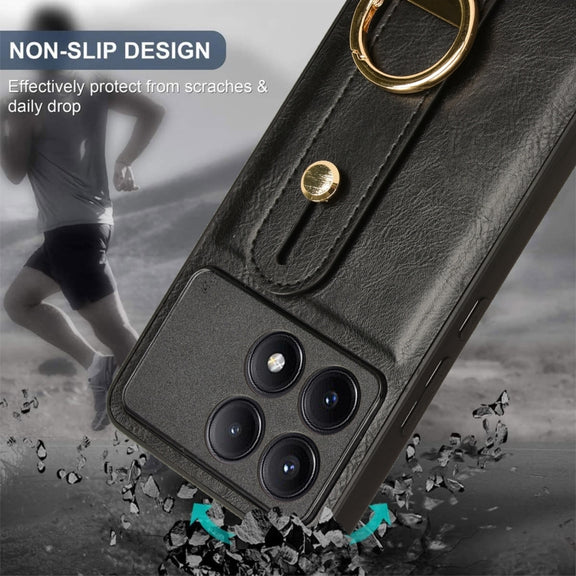 For Xiaomi Redmi K70/K70 Pro Wristband Leather Back Phone Case(Black)