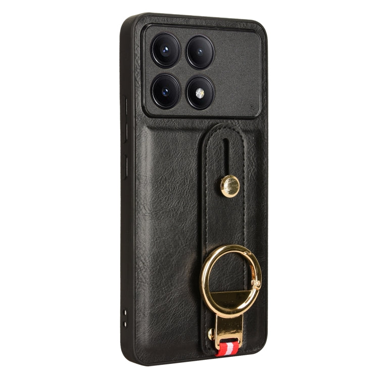 For Xiaomi Poco X6 Pro/Redmi K70E Wristband Leather Back Phone Case(Black)