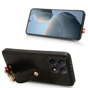 For Xiaomi Poco X6 Pro/Redmi K70E Wristband Leather Back Phone Case(Black)