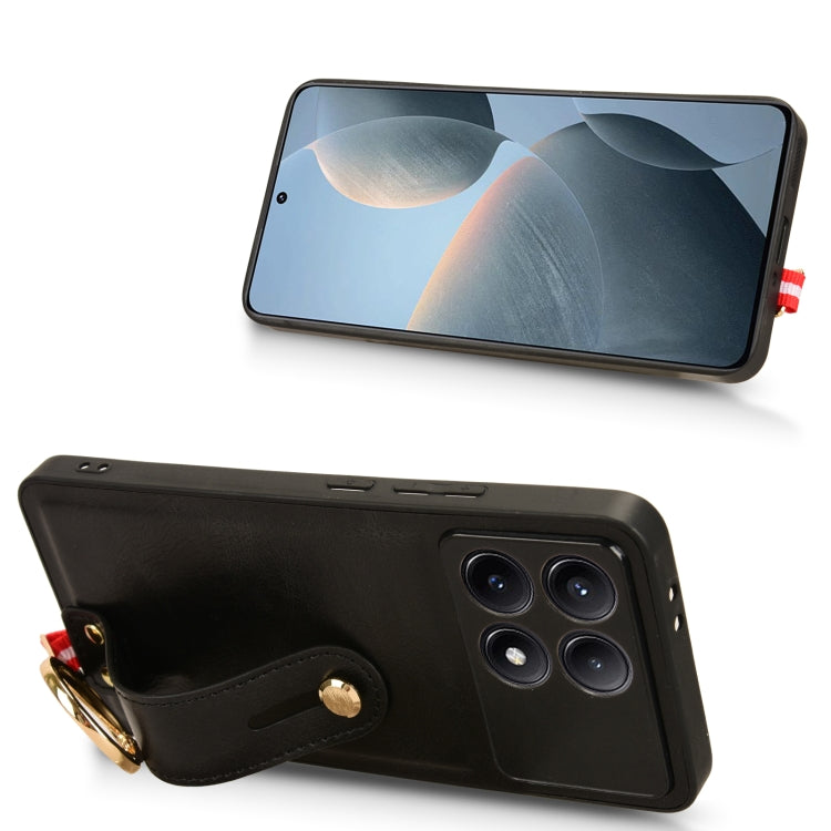 For Xiaomi Poco X6 Pro/Redmi K70E Wristband Leather Back Phone Case(Black)