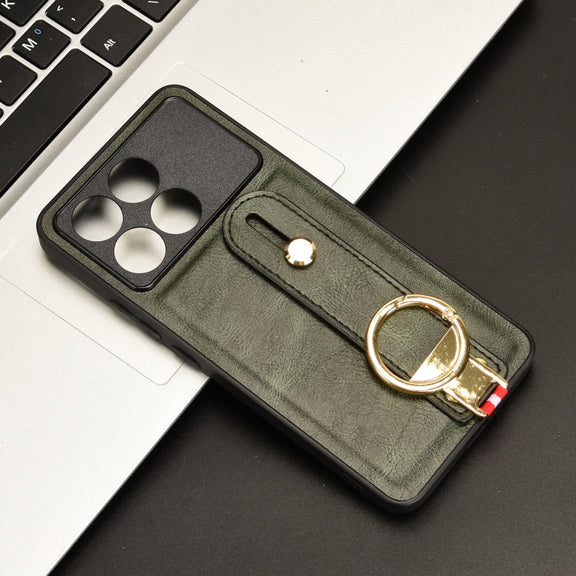 For Xiaomi Poco X6 Pro/Redmi K70E Wristband Leather Back Phone Case(Green)
