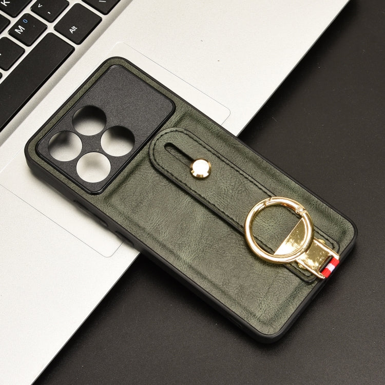 For Xiaomi Poco X6 Pro/Redmi K70E Wristband Leather Back Phone Case(Green)