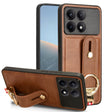 For Xiaomi Poco X6 Pro/Redmi K70E Wristband Leather Back Phone Case(Brown) - K70E Cases by PMC TechLife | Online Shopping South Africa | PMC TechLife