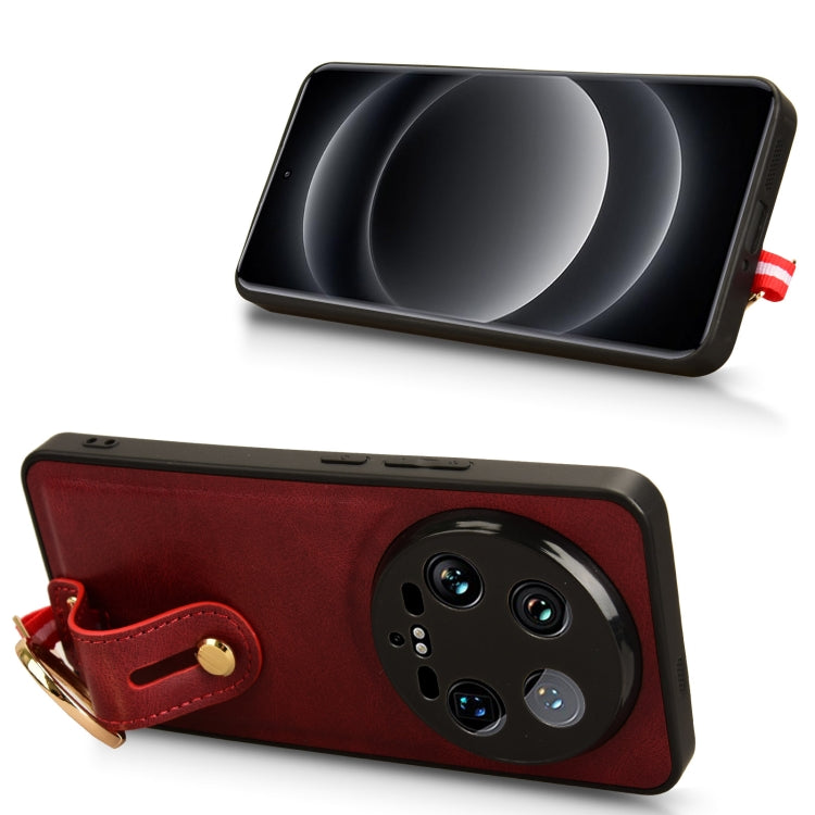 For Xiaomi 14 Ultra Wristband Leather Back Phone Case(Red)