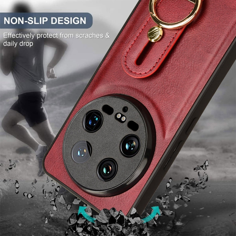 For Xiaomi 14 Ultra Wristband Leather Back Phone Case(Red)