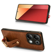 For Xiaomi Redmi Note 13 Pro 4G Wristband Leather Back Phone Case(Brown)