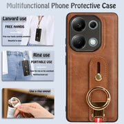 For Xiaomi Redmi Note 13 Pro 4G Wristband Leather Back Phone Case(Brown)