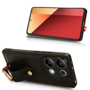 For Xiaomi Poco M6 Pro 4G Wristband Leather Back Phone Case(Black)