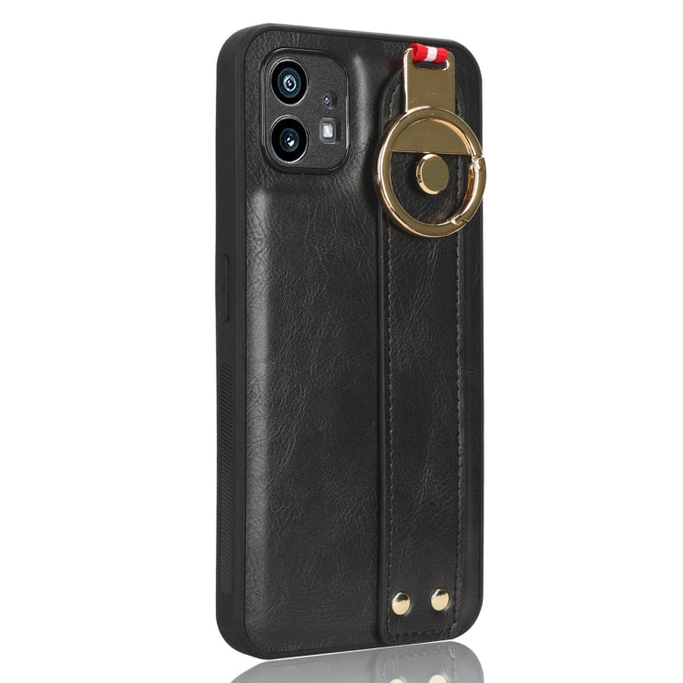 For Nothing Phone 1 Wristband Leather Back Phone Case(Black)