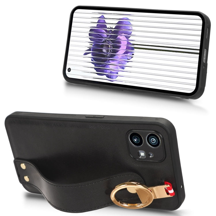 For Nothing Phone 1 Wristband Leather Back Phone Case(Black)