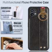 For Nothing Phone 1 Wristband Leather Back Phone Case(Black)