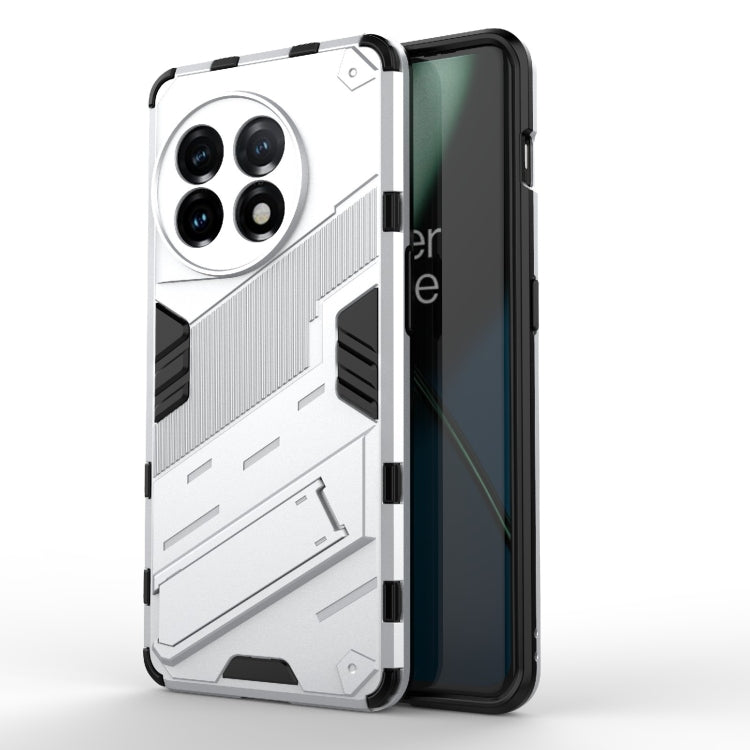 For OnePlus 11 5G Punk Armor 2 in 1 PC + TPU Shockproof Phone Case with Invisible Holder(White)